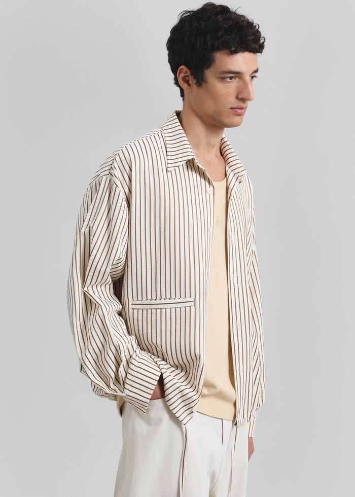 Corwin Shirt Jacket - Beige/Brown Stripe
