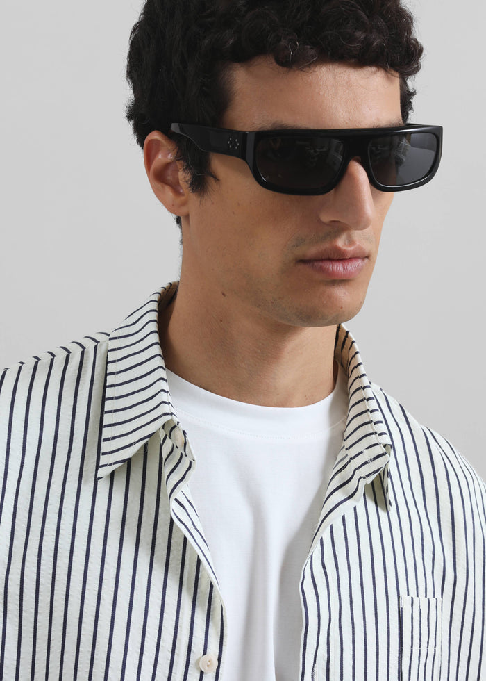 Corwin Shirt Jacket - White/Navy Stripe