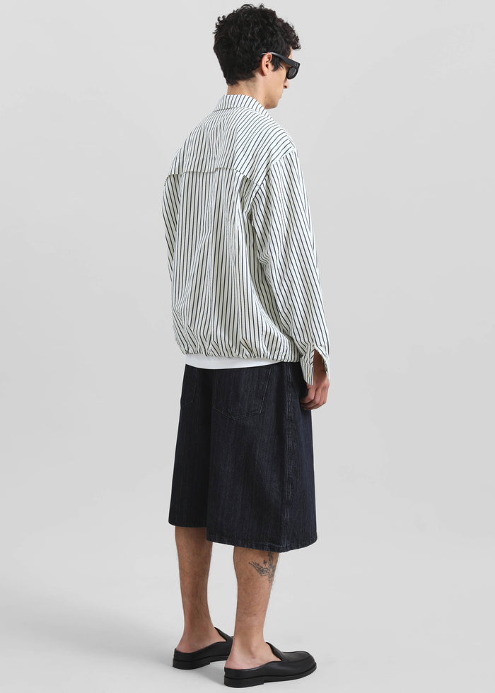 Corwin Shirt Jacket - White/Navy Stripe