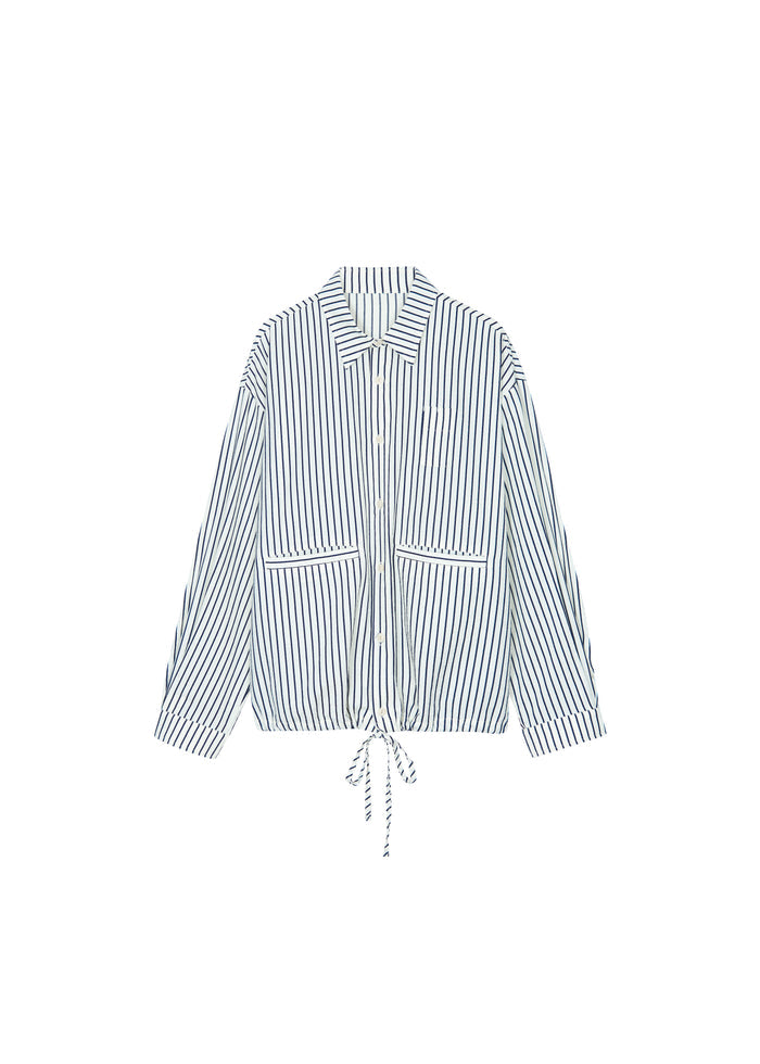 Corwin Shirt Jacket - White/Navy Stripe