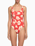 Costume intero donna fantasia fiori su fondo rosso - Gallo 1927 - Official Online Shop