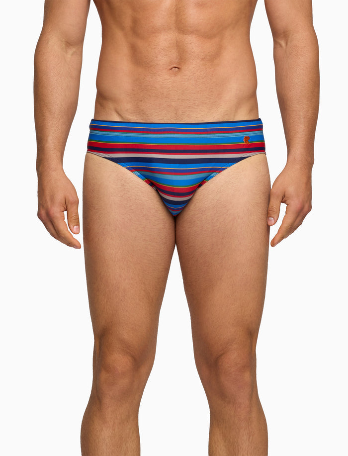 Costume slip uomo righe multicolor blu - Gallo 1927 - Official Online Shop