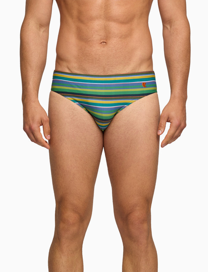 Costume slip uomo righe multicolor verde - Gallo 1927 - Official Online Shop