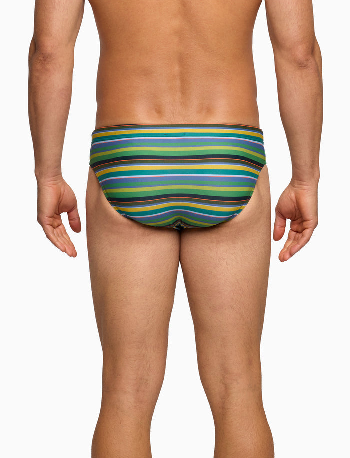 Costume slip uomo righe multicolor verde - Gallo 1927 - Official Online Shop