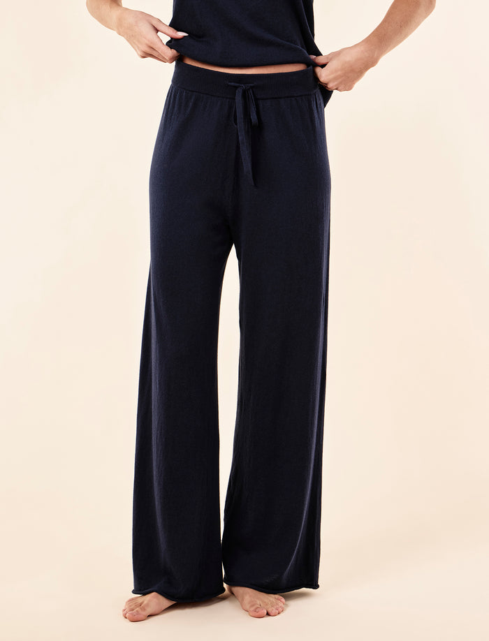 Cotton Cashmere Fine Knit Full Length Pant