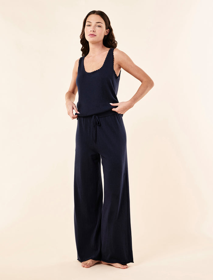 Cotton Cashmere Fine Knit Full Length Pant