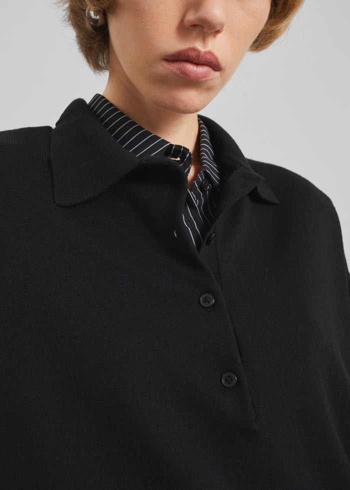 Croydon Padded Knit Polo - Black