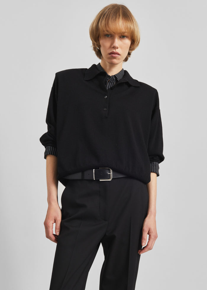 Croydon Padded Knit Polo - Black
