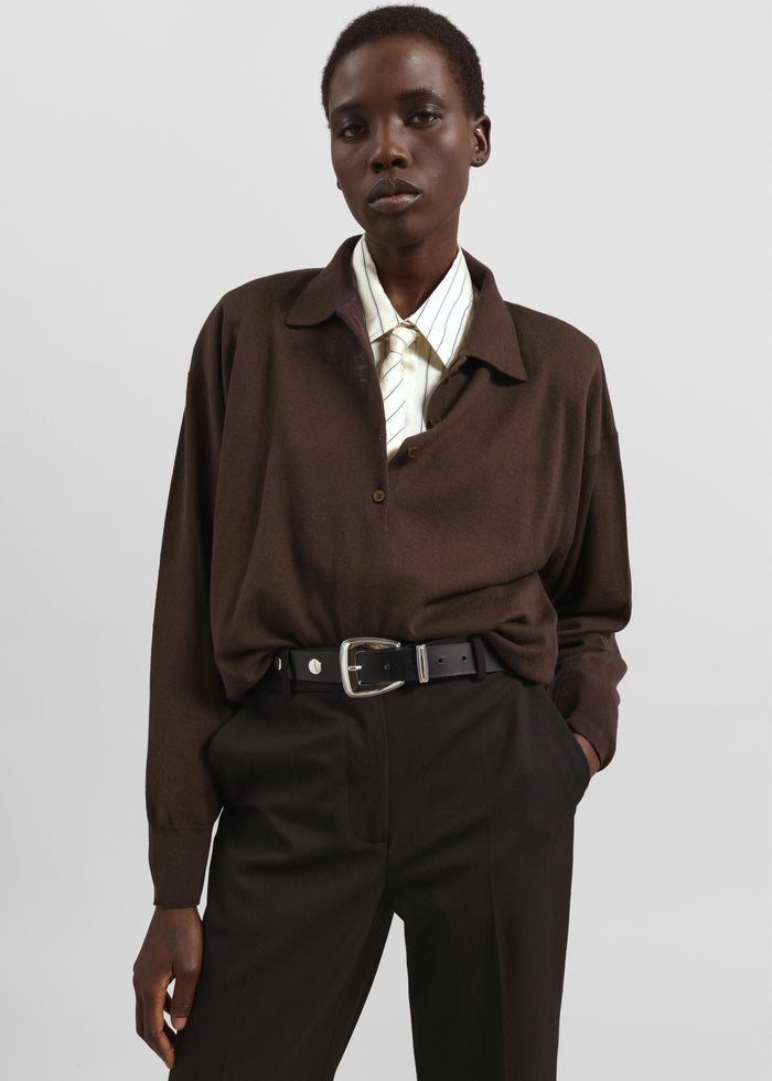 Croydon Padded Knit Polo - Brown