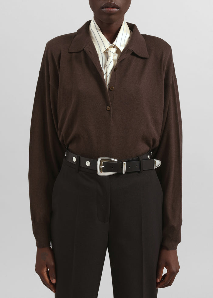 Croydon Padded Knit Polo - Brown