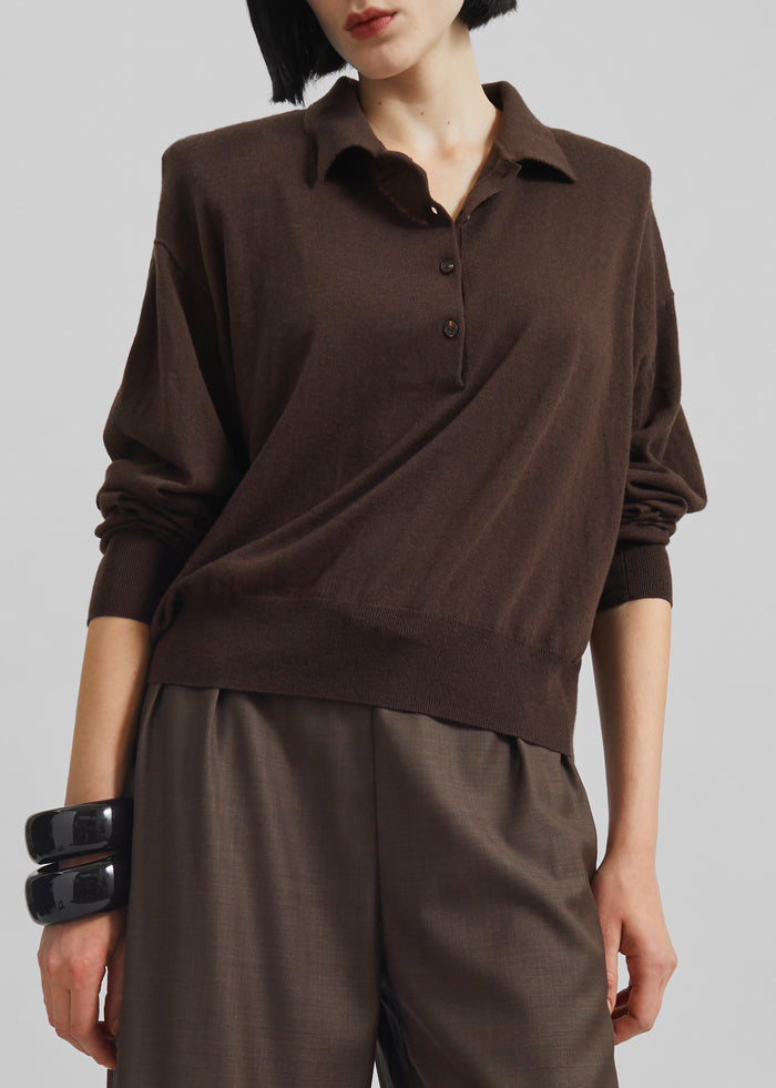 Croydon Padded Knit Polo - Brown