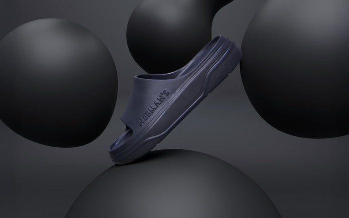 Cushers Slides For Men dark rubber slides casual wear dark grey open-toe slip-on lifestyle side view