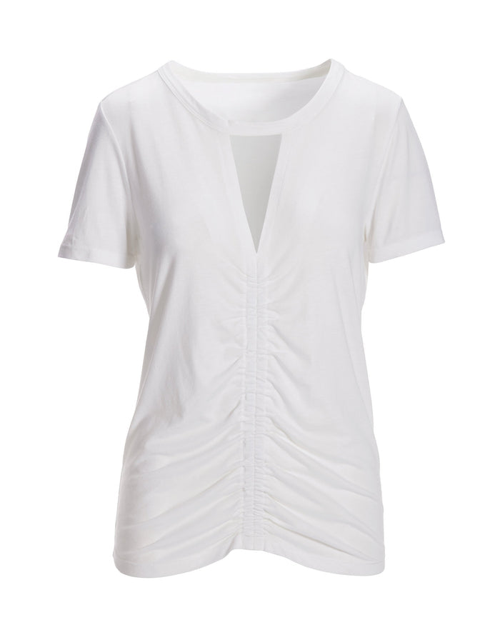 Cutout Ruched Tee White
