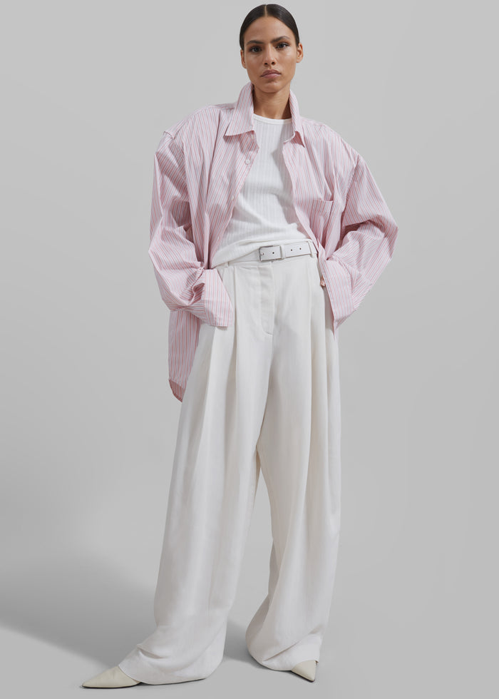 Cyrus Button Up Shirt - Pink/White Stripe