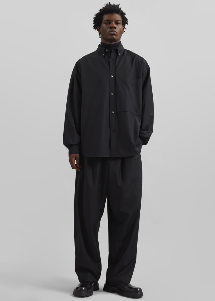 Dalton Wool Blend Shirt - Black