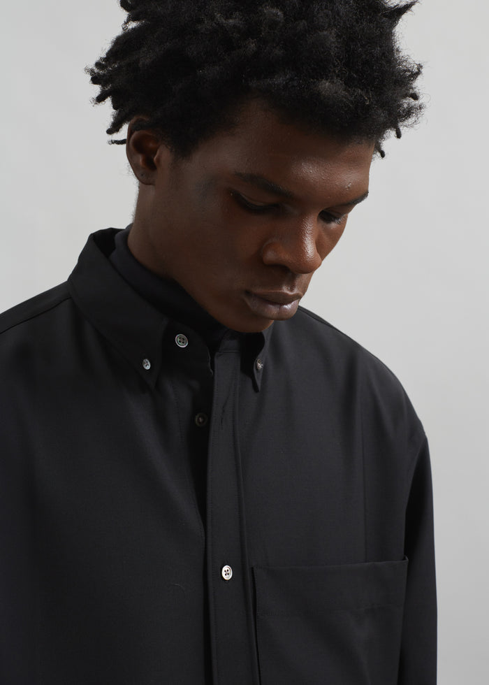 Dalton Wool Blend Shirt - Black