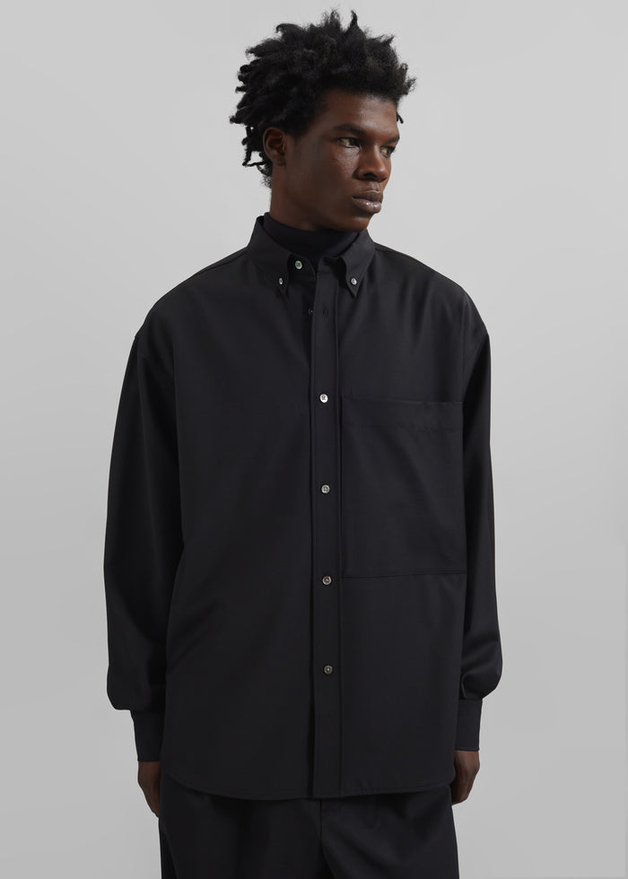 Dalton Wool Blend Shirt - Black