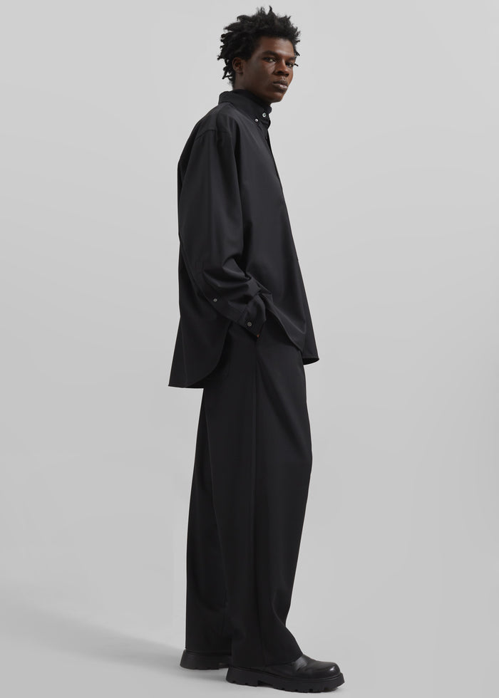 Dalton Wool Blend Shirt - Black