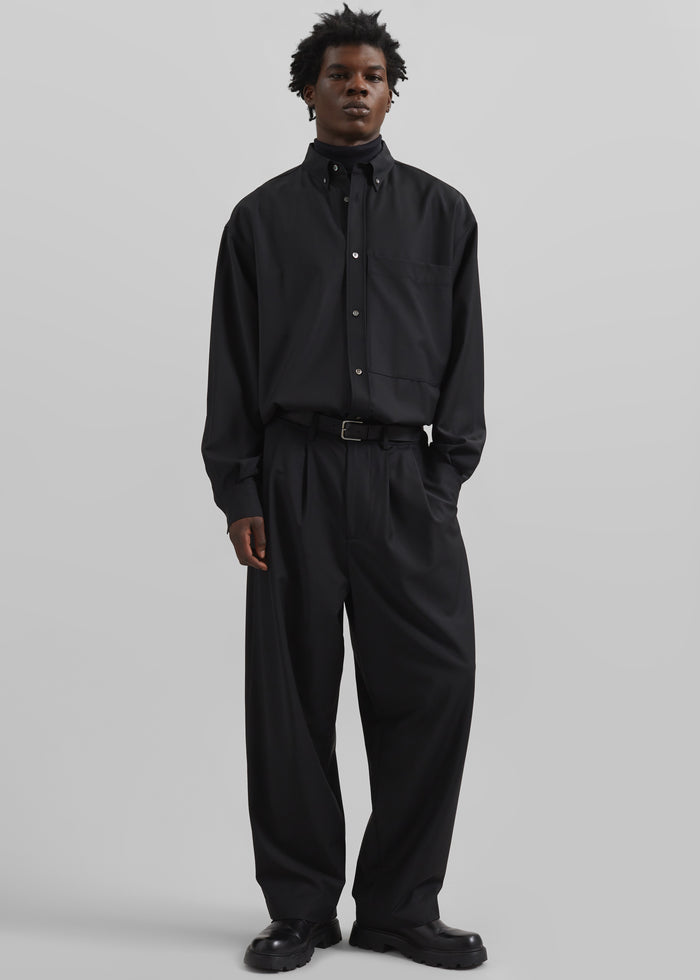 Dalton Wool Blend Shirt - Black