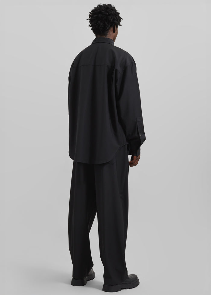 Dalton Wool Blend Shirt - Black