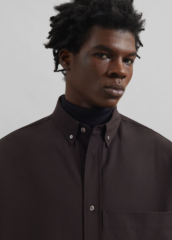 Dalton Wool Blend Shirt - Brown