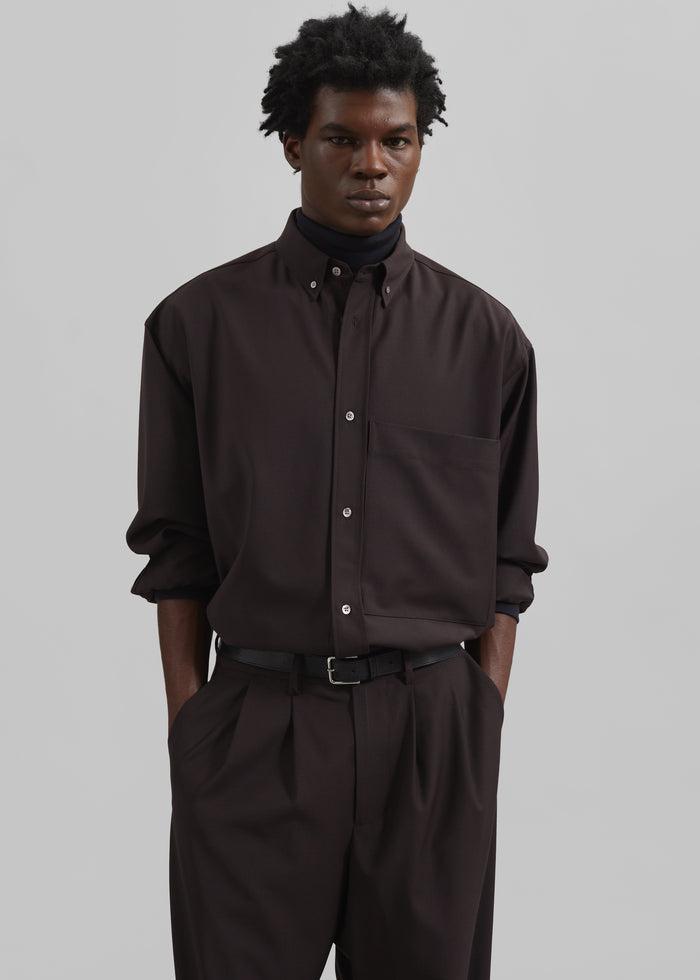 Dalton Wool Blend Shirt - Brown
