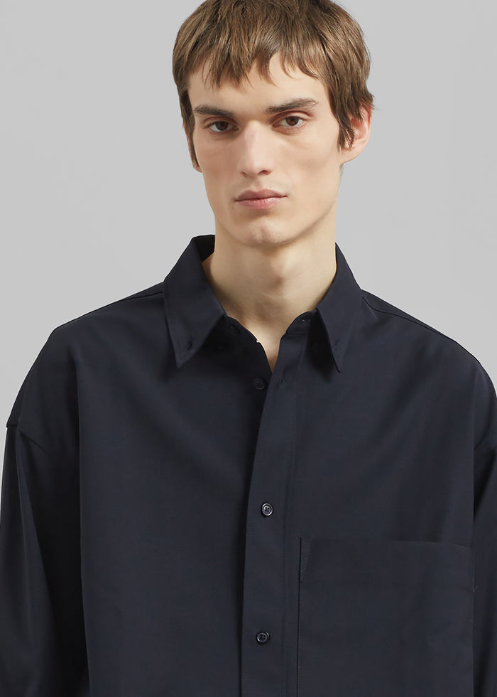 Dalton Wool Blend Shirt - Dark Navy