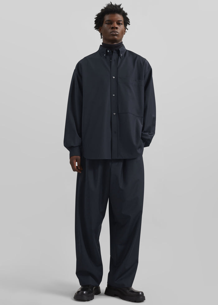 Dalton Wool Blend Shirt - Dark Navy