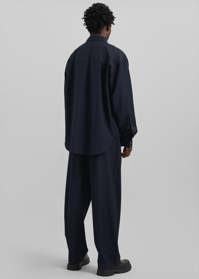 Dalton Wool Blend Shirt - Dark Navy