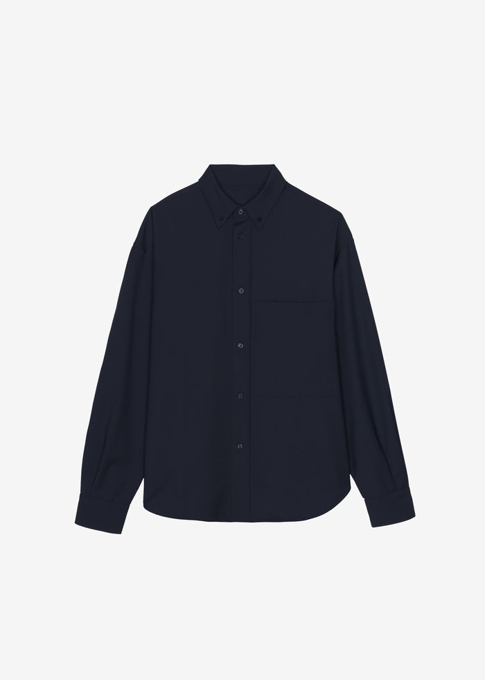 Dalton Wool Blend Shirt - Dark Navy