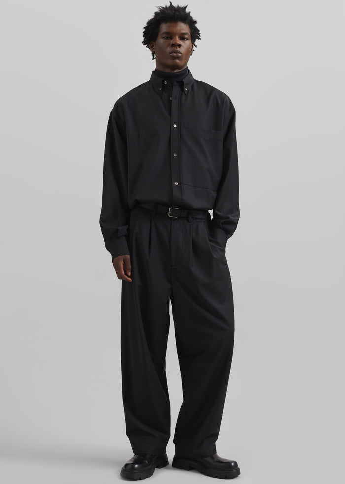 Dalton Wool Blend Trousers - Black