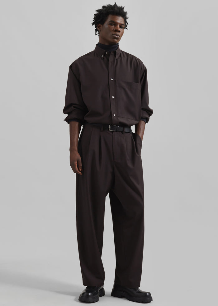 Dalton Wool Blend Trousers - Brown