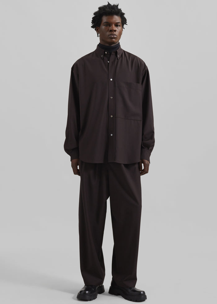 Dalton Wool Blend Trousers - Brown