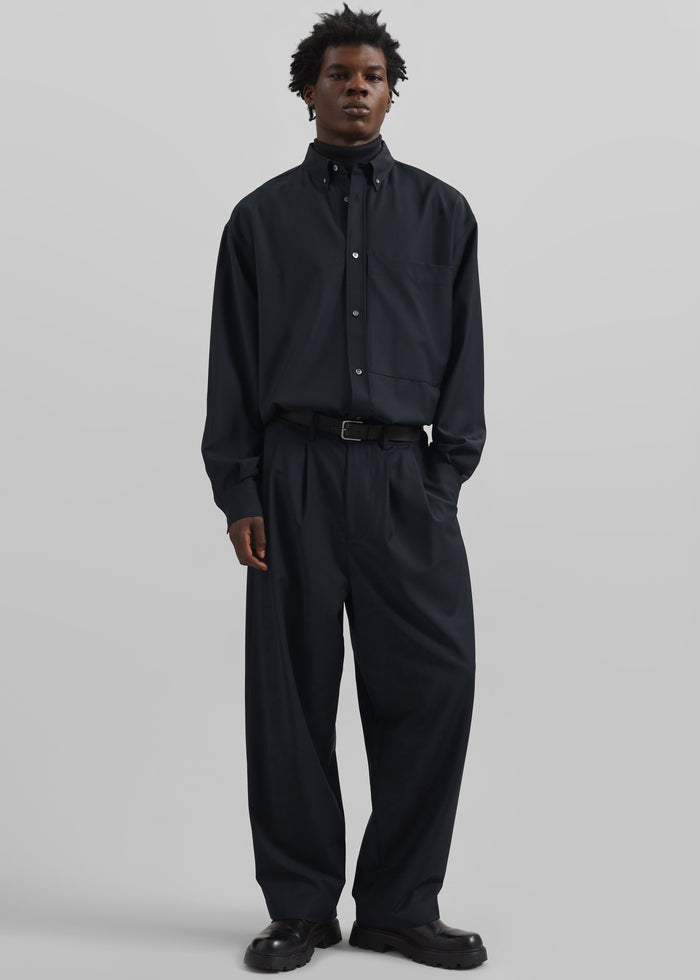 Dalton Wool Blend Trousers - Dark Navy