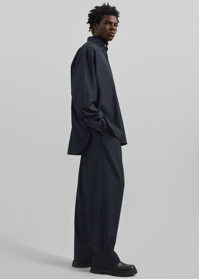 Dalton Wool Blend Trousers - Dark Navy