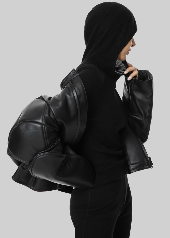 Danae Hooded Knit Top - Black
