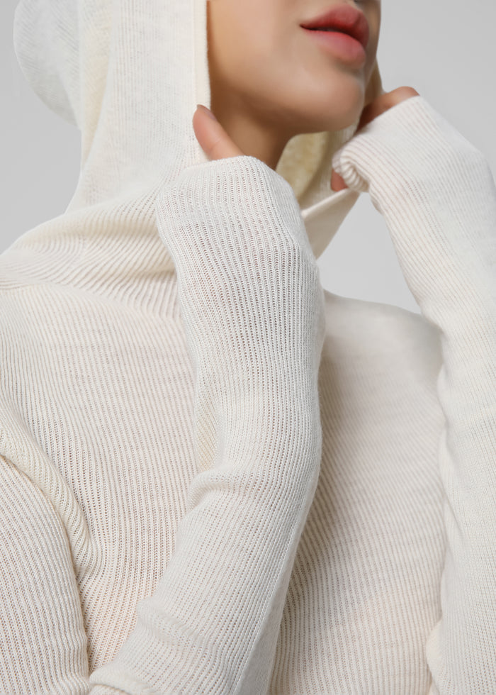 Danae Hooded Knit Top - Off White