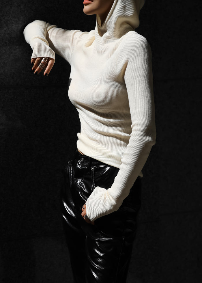 Danae Hooded Knit Top - Off White