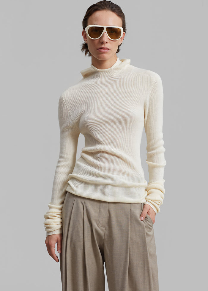 Danae Hooded Knit Top - Off White