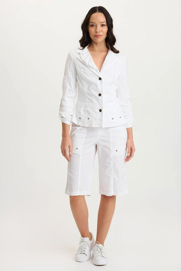 XCVI Darwin Poplin/Ribbed Tabbed 3/4-Sleeve Jacket