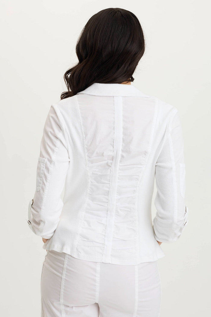 XCVI Darwin Poplin/Ribbed Tabbed 3/4-Sleeve Jacket