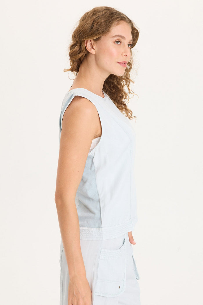 XCVI Davies Stitched Hem Twill/Jersey Tank