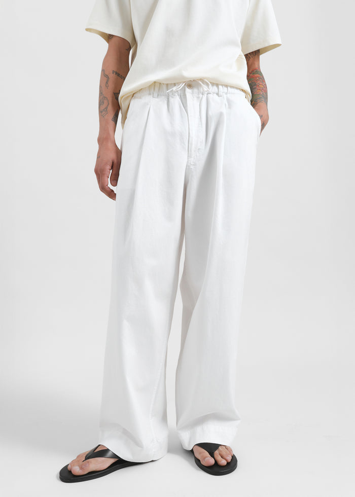 Denaye Cotton Barrel Leg Pants - White