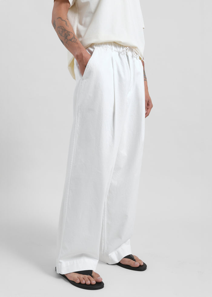 Denaye Cotton Barrel Leg Pants - White