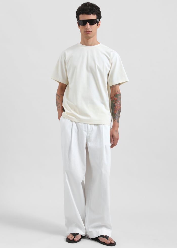 Denaye Cotton Barrel Leg Pants - White