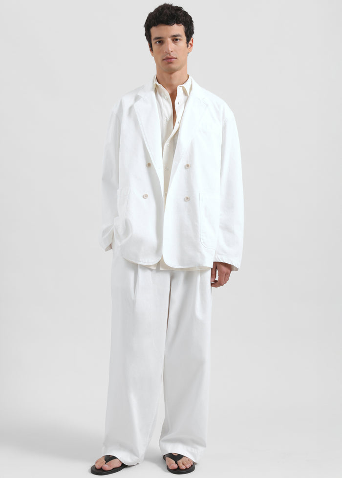 Denaye Cotton Barrel Leg Pants - White