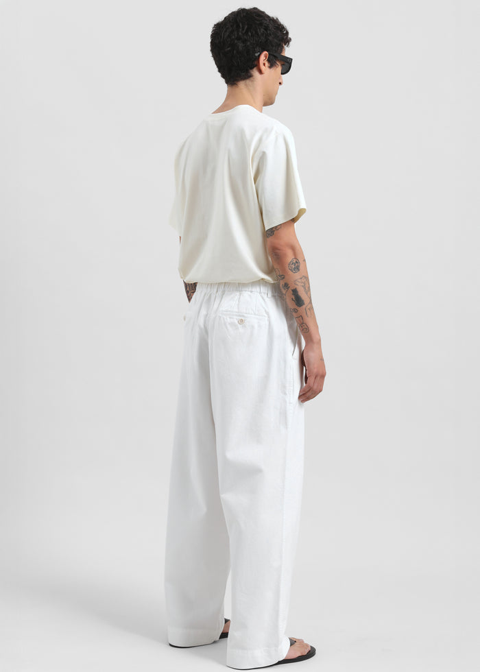 Denaye Cotton Barrel Leg Pants - White