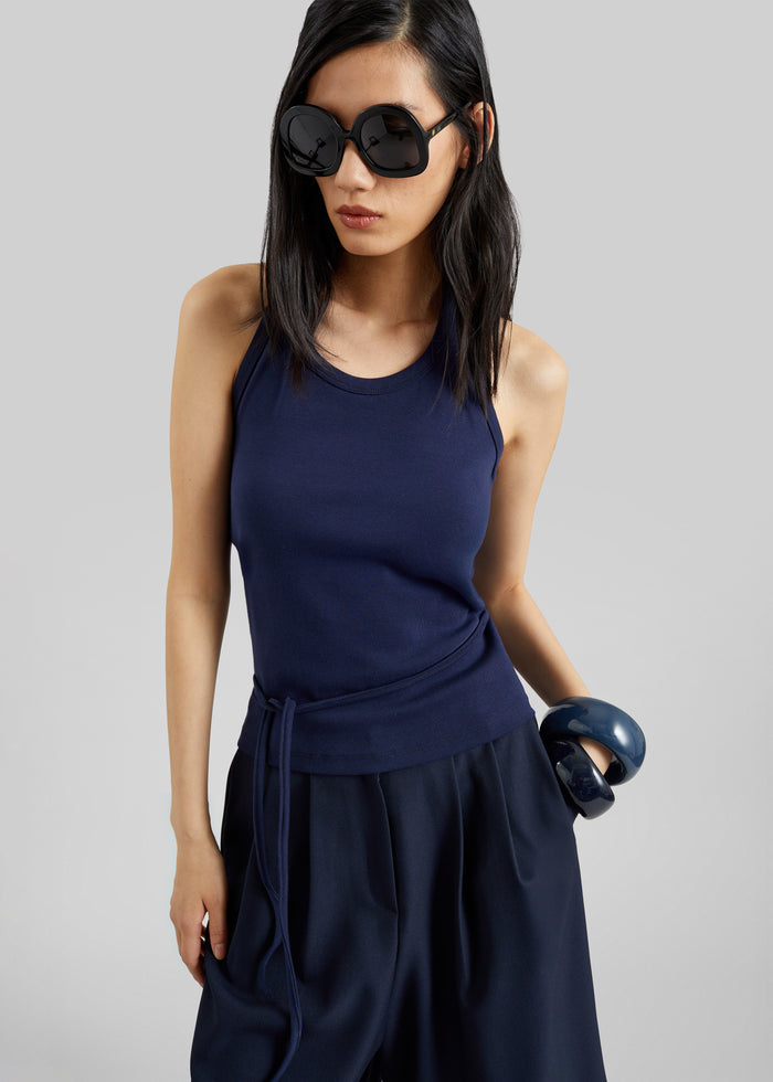 Denia Halter Tie Top - Navy
