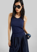Denia Halter Tie Top - Navy