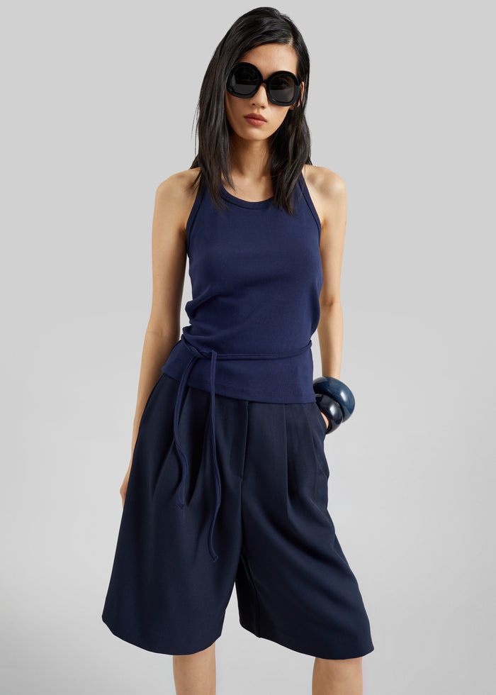 Denia Halter Tie Top - Navy